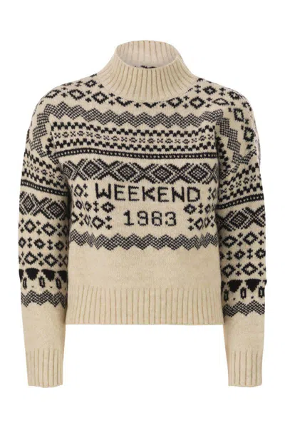 Weekend Max Mara Brioso1234 - Jacquard Wool And Alpaca Jumper In Brown