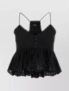 Weekend Max Mara Broderie Anglaise Peplum Top With Spaghetti Straps