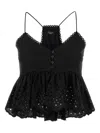 Weekend Max Mara Broderie Anglaise Peplum Top With Spaghetti Straps