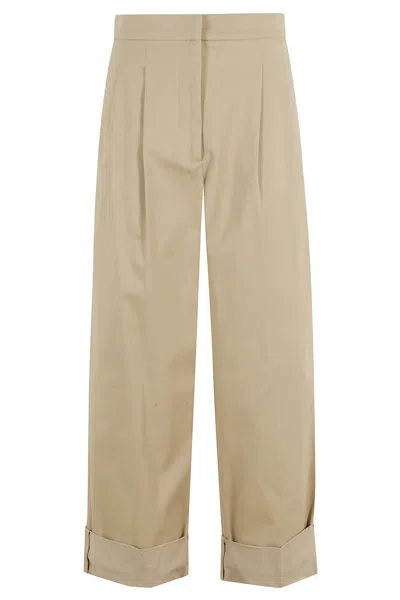 Weekend Max Mara Pleated-front Cuffed Trousers In Neutral