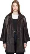 Weekend Max Mara Long-sleeved Leather Jacket In Brown