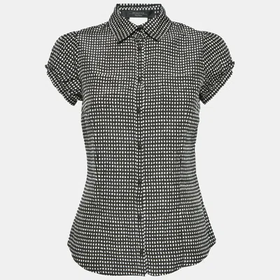 Pre-owned Weekend Max Mara Brown Check Print Silk Blend Puff Sleeve Blouse S