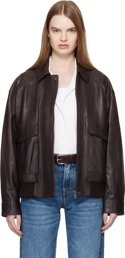 Weekend Max Mara Brown Gigante Leather Jacket