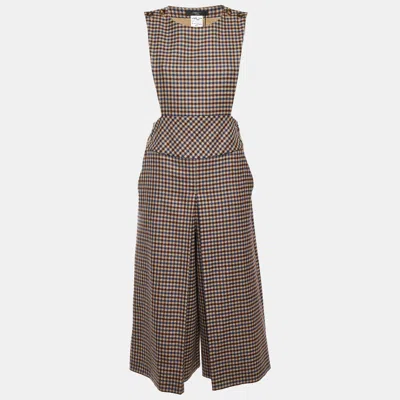 Pre-owned Weekend Max Mara Brown Houndstooth Wool Alida Jumpsuit S