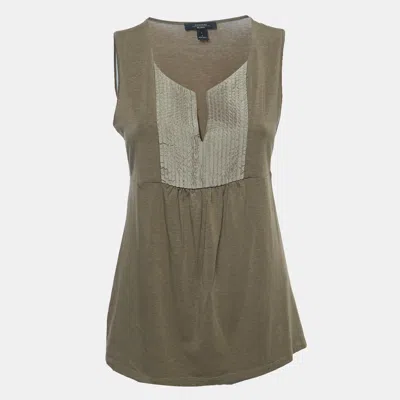 Weekend Max Mara Brown Knit Sleeveless A-line Top In Green