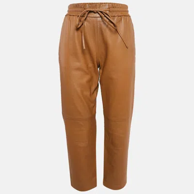 Pre-owned Weekend Max Mara Brown Leather Pants Xs