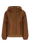 Weekend Max Mara Brown Nylon Down Jacket In Cuoio
