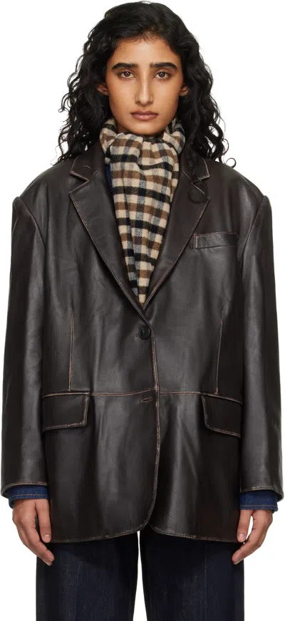 Weekend Max Mara Brown Pila Leather Blazer
