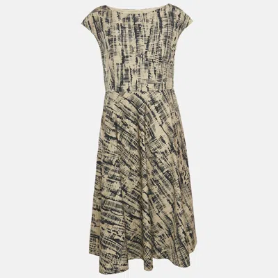 Pre-owned Weekend Max Mara Brown Printed Cotton Saloon Short Dress L