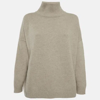 Pre-owned Weekend Max Mara Brown Rib Knit Turtle Neck Sweater S