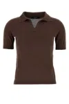Weekend Max Mara Collar Design Silk Blend Polo Shirt In Brown