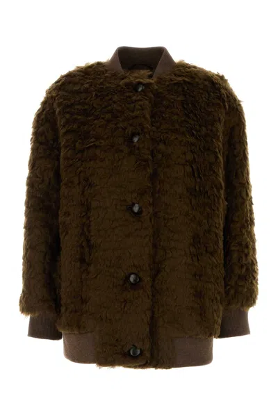 WEEKEND MAX MARA WEEKEND MAX MARA BROWN TEDDY AGIATE BOMBER JACKET