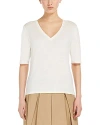 Weekend Max Mara Stretch-linen V-neck T-shirt In White