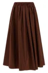 Weekend Max Mara Midi Pleated Skirt Elastic Waistband In Brown