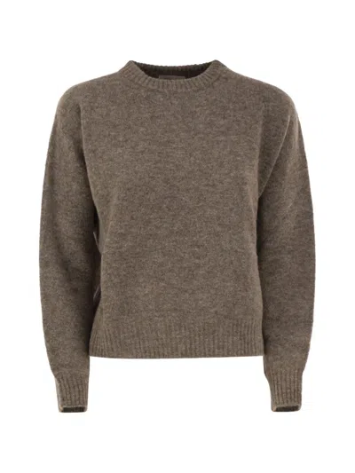 Weekend Max Mara Wkdtuono Crew-neck Knitted Sweater In Brown