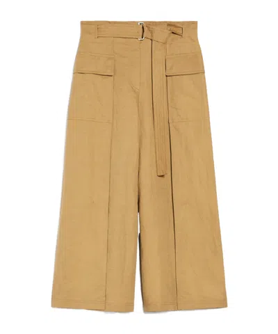 Weekend Max Mara Buckle Belt Casual Pants In Nude