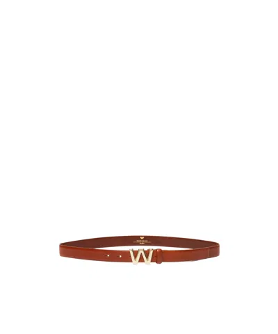 Weekend Max Mara Buckle Leather Belt In Gold