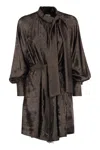 Weekend Max Mara Weekend Maxmara Bunny1234 Laminated Chiffon Dress In Brown