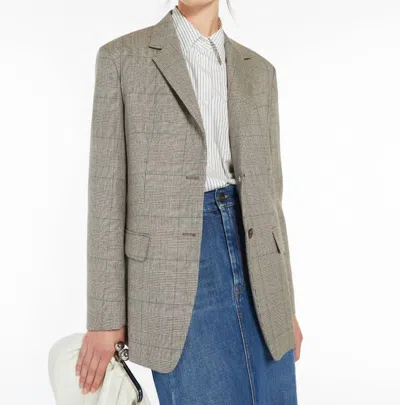 Weekend Max Mara Burgos Glen Plaid Wool Blazer In Biscuit