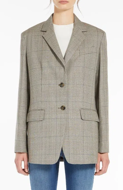 Weekend Max Mara Burgos Plaid Wool Blazer In Biscuit