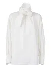Weekend Max Mara Burgos1234 Tie Neck Shirt In White