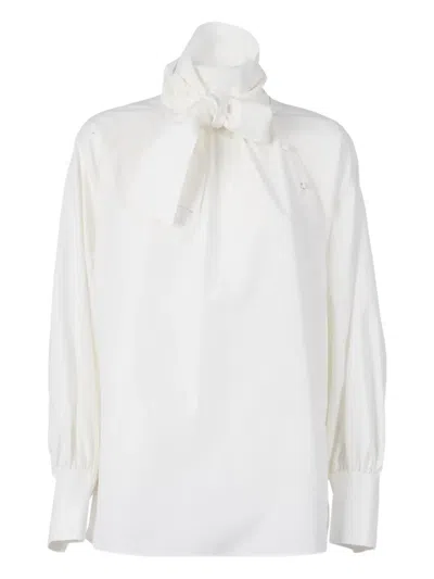 Weekend Max Mara Burgos1234 Tie Neck Shirt In White