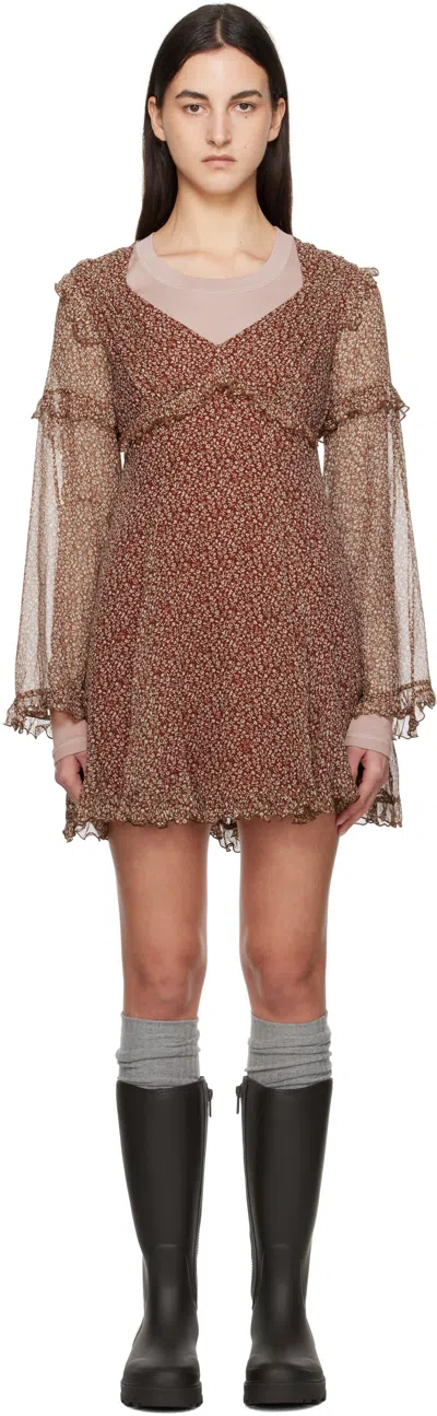 Weekend Max Mara Burgundy Cardato Minidress In 001 Cherry Small