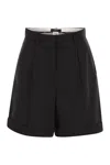 Weekend Max Mara Bussola1234 - Wool Canvas Bermuda Shorts In Black