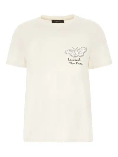 Weekend Max Mara Butterfly Crew-neck T-shirt In Neutral