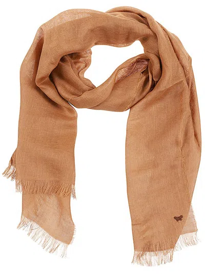 Weekend Max Mara Butterfly Embroidered Stole In Brown