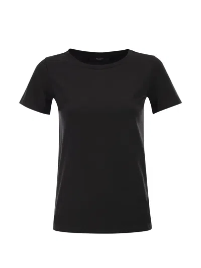 Weekend Max Mara Butterfly Logo Cotton T-shirt In Black