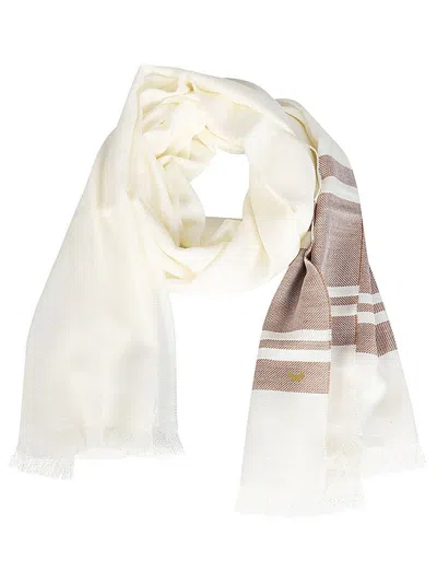 Weekend Max Mara Butterfly Patterned Fringed Edge Stole In Neutral