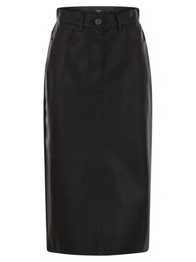 Weekend Max Mara Button Detailed Midi Skirt In Black