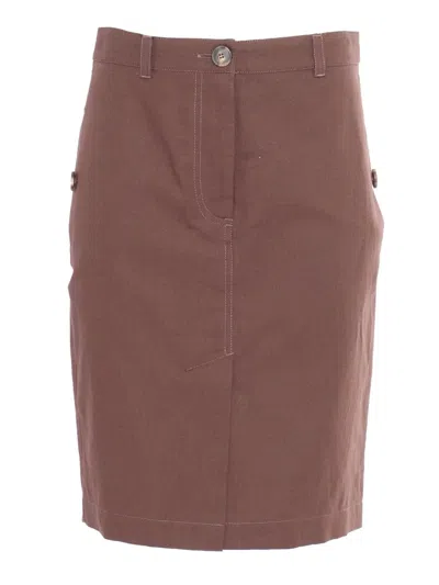 Weekend Max Mara Button Detailed Pencil Skirt In Brown