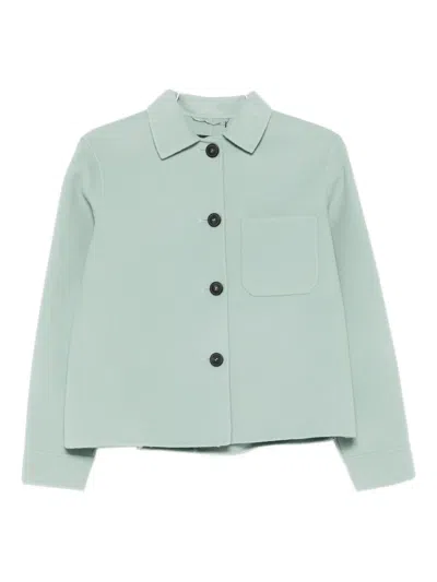 Weekend Max Mara Button-front Patch-pocket Single-breasted Coat In Blue