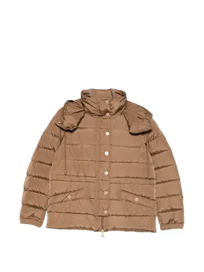 Weekend Max Mara Button Hooded Jacket In Brown