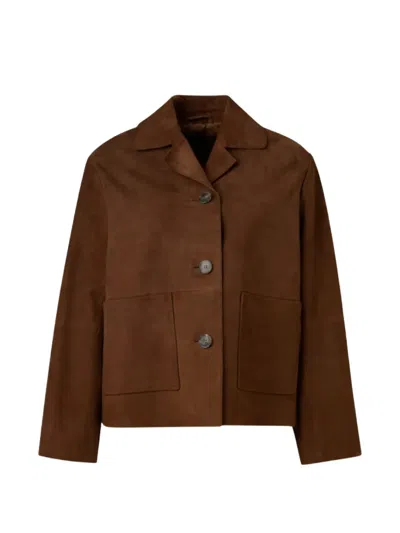 Weekend Max Mara Button Patch-pocket Jacket In Brown