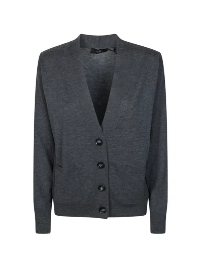 Weekend Max Mara Button Pocket Cardigan In Black