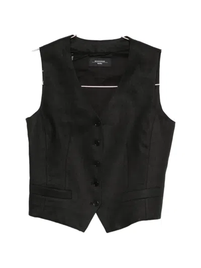 Weekend Max Mara Button V-neck Waistcoat In Black