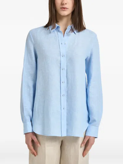 Weekend Max Mara Button-down Curved-hem Shirt In Blue