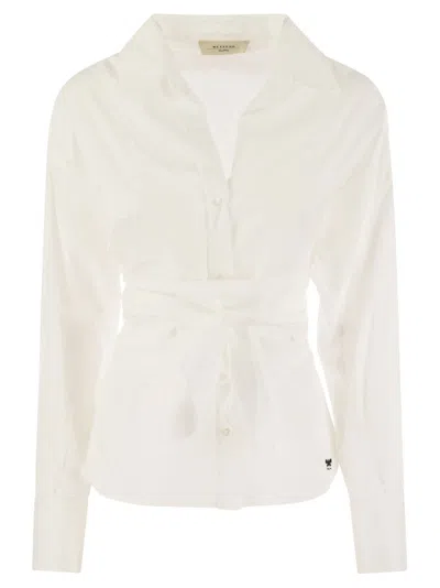 Weekend Max Mara Buttoned Belted Top In White