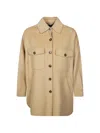 Weekend Max Mara Buttoned Flap-pocket Coat In Brown
