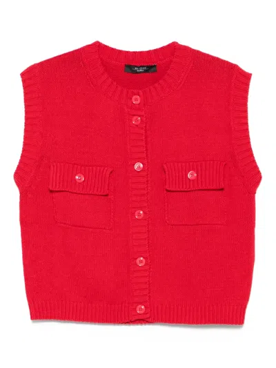 Weekend Max Mara Buttoned-pocket Gilet In Red