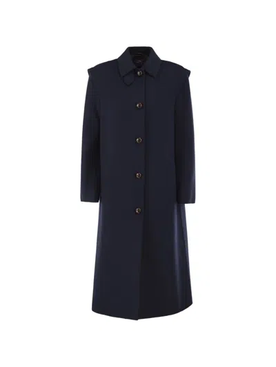 Weekend Max Mara Button-fastening Flared Coat In Blue