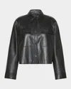 Weekend Max Mara Button-front Nappa Leather Jacket In Black