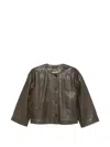 Weekend Max Mara Button-up Wide-sleeve Jacket In Brown