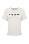 Weekend Max Mara White Jersey T-shirt With Logo Print In White