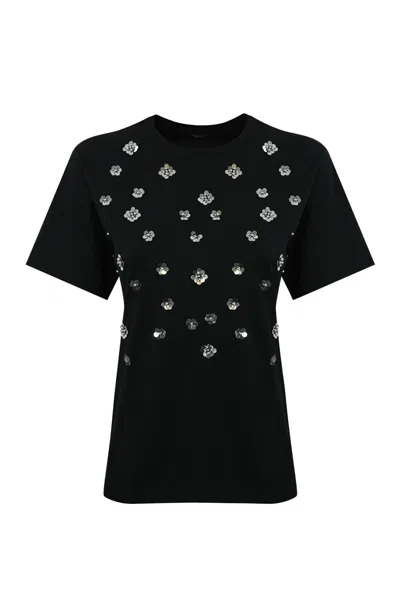 Weekend Max Mara Cabina Sequined T-shirt In Jersey In Black