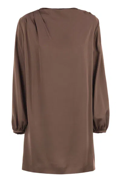 Weekend Max Mara Cabina1234 - Mini Dress In Shiny Satin Reverse Fabric In Brown