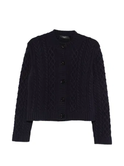 Weekend Max Mara Cable-knit Button Cardigan In Brown